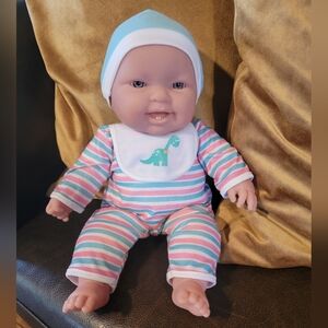 JC Toys Berenguer Baby Doll 14 Inch Soft Body Blue Eyes Brown Painted Hair